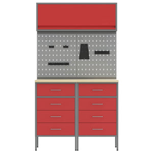 Werkstattschrank Set mit Schubladen Rot 5tlg.