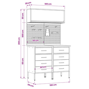 Werkstattschrank Set mit Schubladen Rot 5tlg.