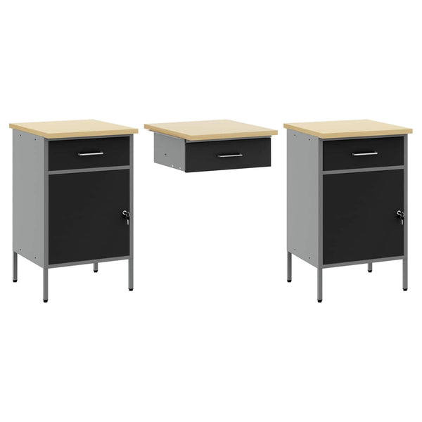 Werkstattschrank Set mit Schubladen Schwarz