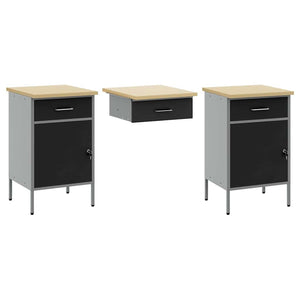 Werkstattschrank Set mit Schubladen, 10-teilig, Schwarz