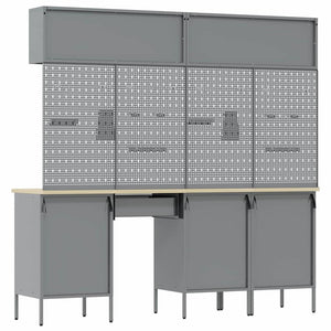 Werkstattschrank Set mit Schubladen, 10-teilig, Schwarz