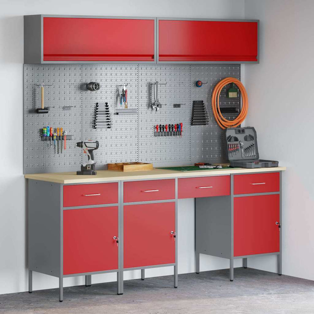 Werkstattschrank Set mit Schubladen Rot