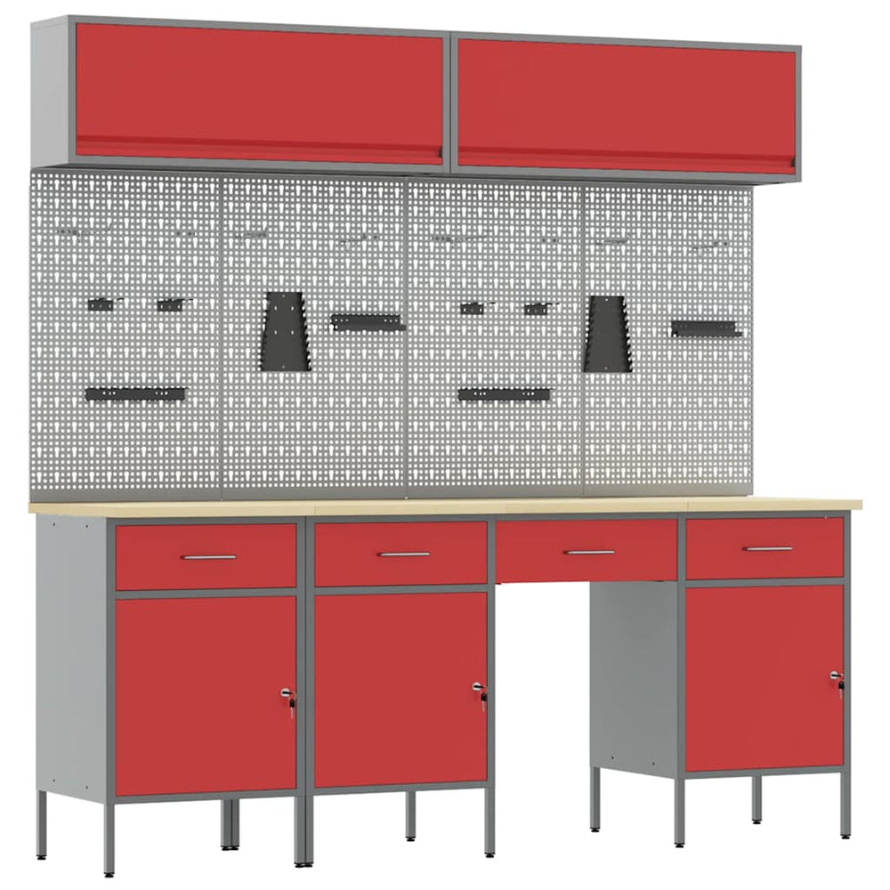 Werkstattschrank Set mit Schubladen Rot