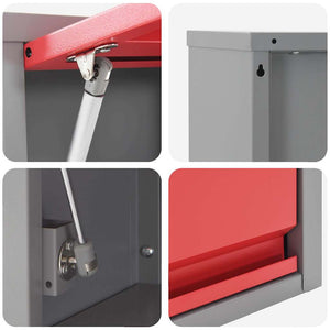 Werkbank Set 8-teilig Stahl Rot/Grau