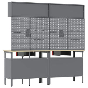 Werkbank Set 8-teilig Stahl Rot/Grau