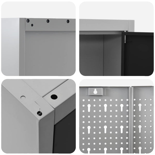 Werkstattschrank Set mit Schubladen, Schwarz & Grau, 12-teilig
