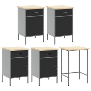 Werkstattschrank Set mit Schubladen, Schwarz & Grau, 12-teilig