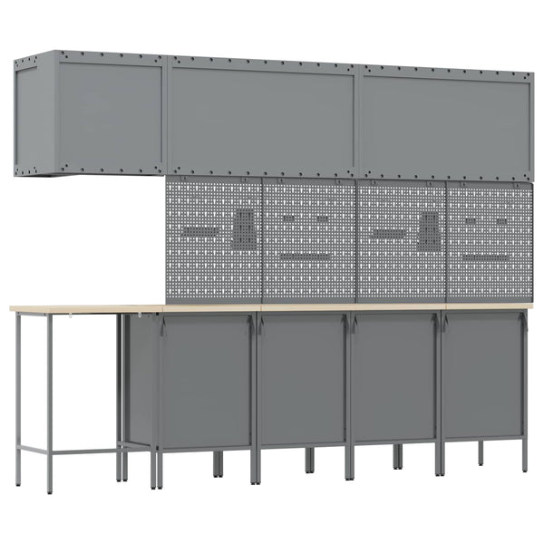 Werkstattschrank Set mit Schubladen, Schwarz & Grau, 12-teilig