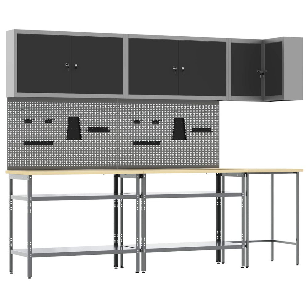 Werkstattschrank Set mit Regal, abschließbar, 10-teilig