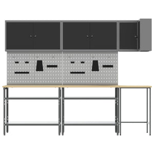 Werkstattschrank Set mit Regal, abschließbar, 10-teilig