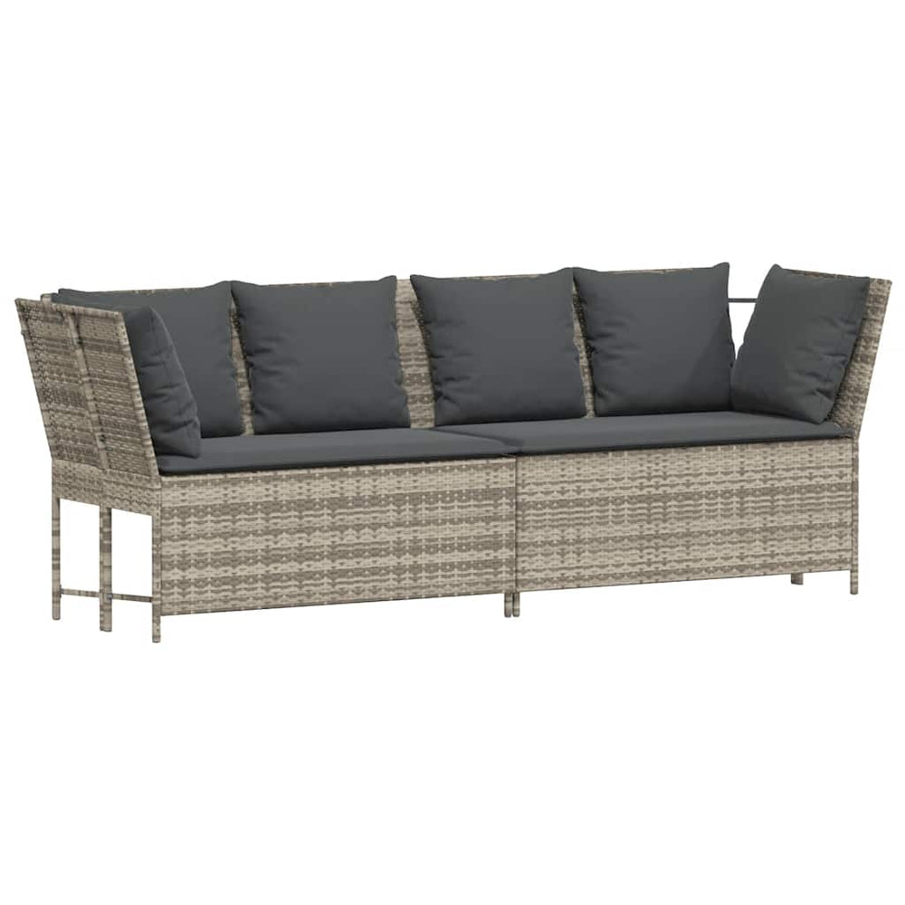 vidaXL Garden Sofa with Cushions Light Grey Poly Rattan