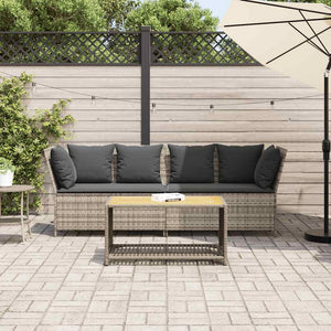 vidaXL Garden Sofa with Cushions Light Grey Poly Rattan