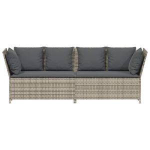 vidaXL Garden Sofa with Cushions Light Grey Poly Rattan