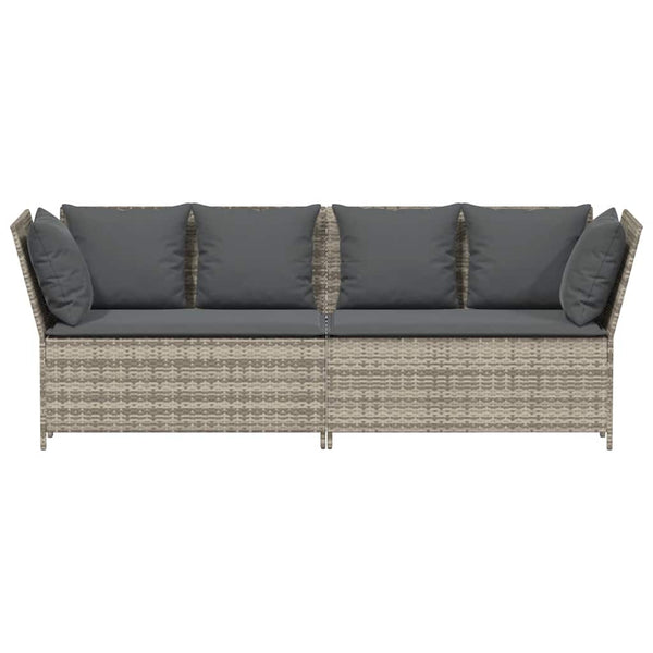 vidaXL Garden Sofa with Cushions Light Grey Poly Rattan