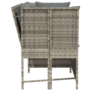 vidaXL Garden Sofa with Cushions Light Grey Poly Rattan