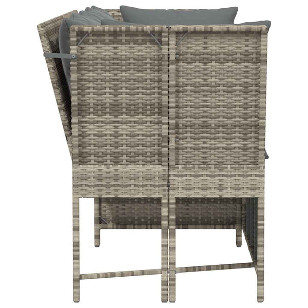 vidaXL Garden Sofa with Cushions Light Grey Poly Rattan