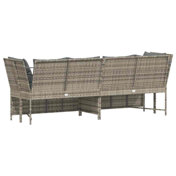 vidaXL Garden Sofa with Cushions Light Grey Poly Rattan