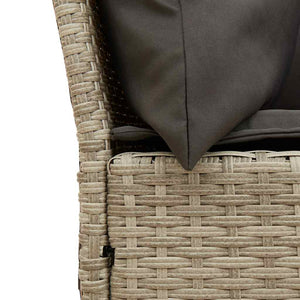 vidaXL Garden Sofa with Cushions Light Grey Poly Rattan