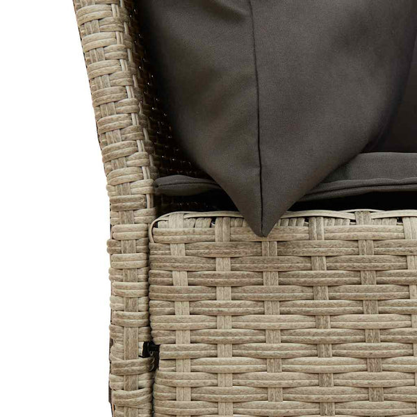 vidaXL Garden Sofa with Cushions Light Grey Poly Rattan