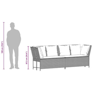 vidaXL Garden Sofa with Cushions Light Grey Poly Rattan