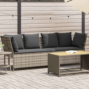 vidaXL Garden Sofa with Cushions Light Grey Poly Rattan