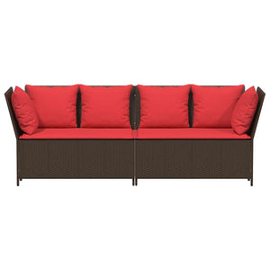 vidaXL Garden Sofa with Cushions Brown Poly Rattan