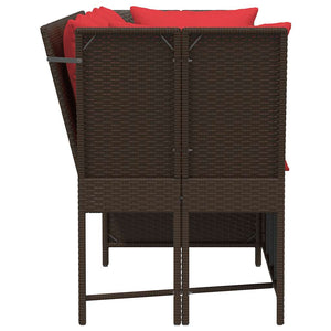 vidaXL Garden Sofa with Cushions Brown Poly Rattan