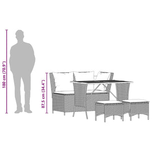 vidaXL 4-Piece Garden Dining Set with Cushions Black Poly Rattan
