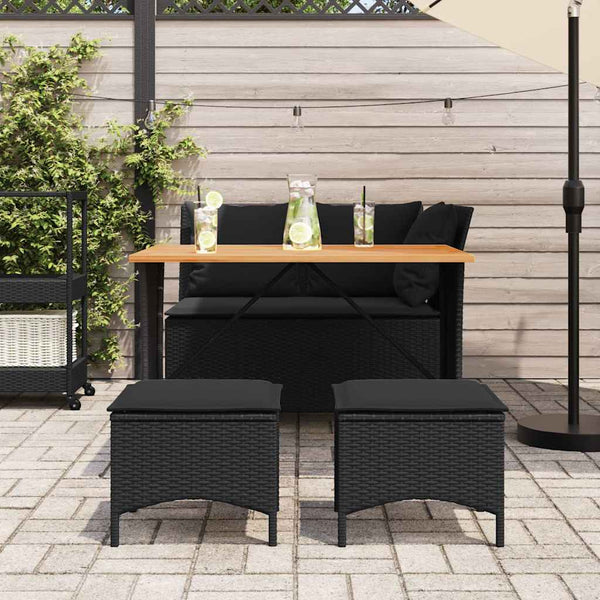 vidaXL 4-Piece Garden Dining Set with Cushions Black Poly Rattan