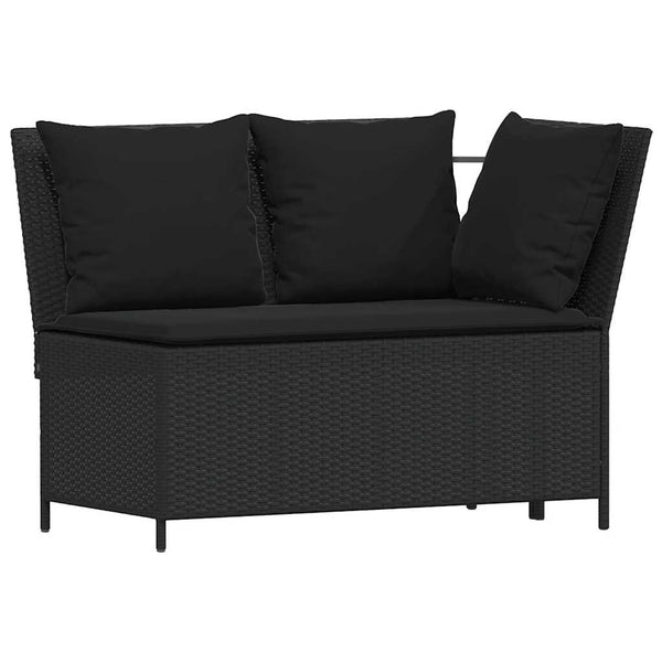 vidaXL 4-Piece Garden Dining Set with Cushions Black Poly Rattan