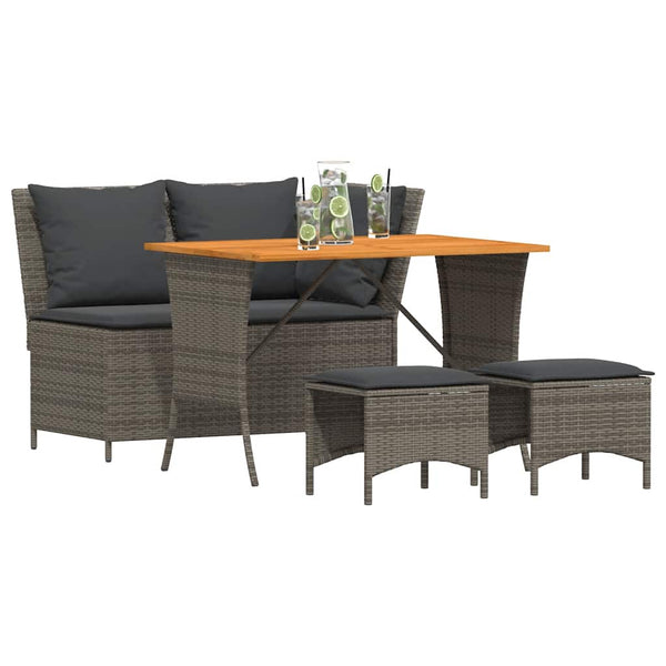 vidaXL 4-Piece Garden Dining Set with Cushions Grey Poly Rattan