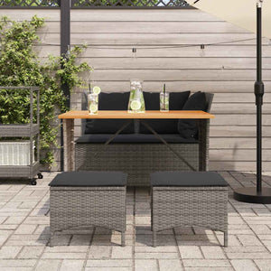 vidaXL 4-Piece Garden Dining Set with Cushions Grey Poly Rattan