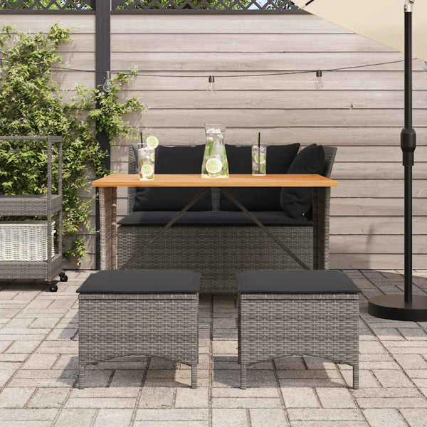 vidaXL 4-Piece Garden Dining Set with Cushions Grey Poly Rattan