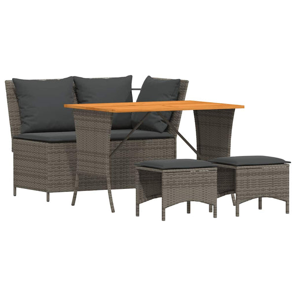 vidaXL 4-Piece Garden Dining Set with Cushions Grey Poly Rattan