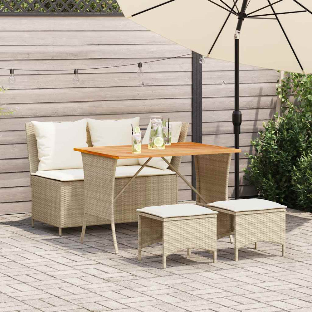 vidaXL 4-Piece Garden Dining Set with Cushions Beige Poly Rattan