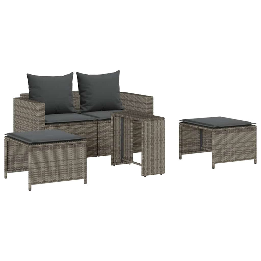 vidaXL 5-piece Garden Sofa Set Cushions Stackable Grey Poly Rattan