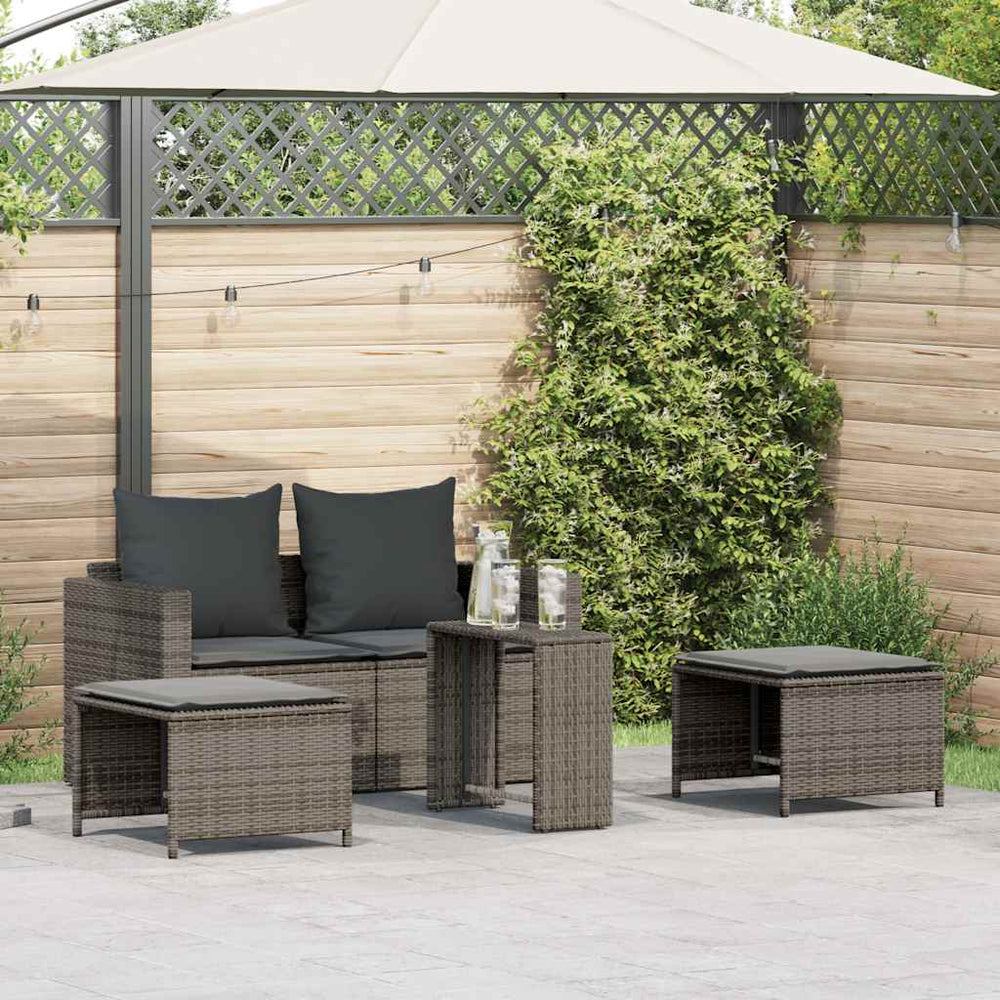 vidaXL 5-piece Garden Sofa Set Cushions Stackable Grey Poly Rattan