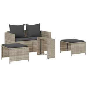 vidaXL 5-piece Garden Sofa Set Cushions Stackable Light Grey Poly Rattan
