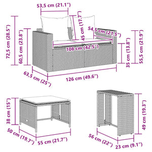 vidaXL 5-piece Garden Sofa Set Cushions Stackable Light Grey Poly Rattan