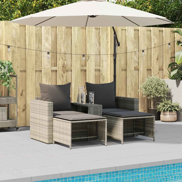 vidaXL 5-piece Garden Sofa Set Cushions Stackable Light Grey Poly Rattan