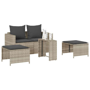 vidaXL 5-piece Garden Sofa Set Cushions Stackable Light Grey Poly Rattan