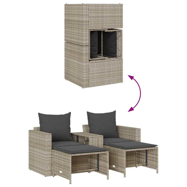 vidaXL 5-piece Garden Sofa Set Cushions Stackable Light Grey Poly Rattan