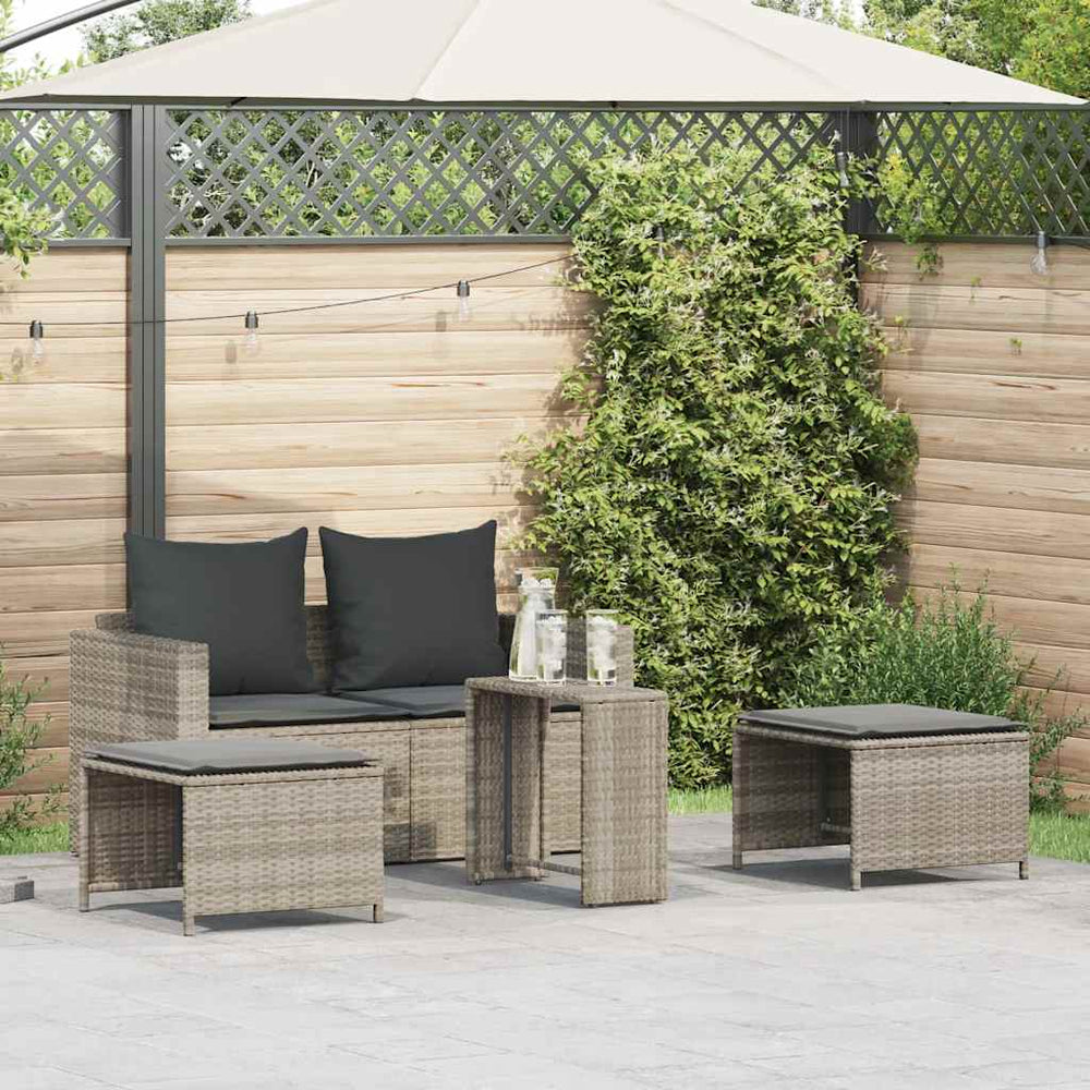 vidaXL 5-piece Garden Sofa Set Cushions Stackable Light Grey Poly Rattan