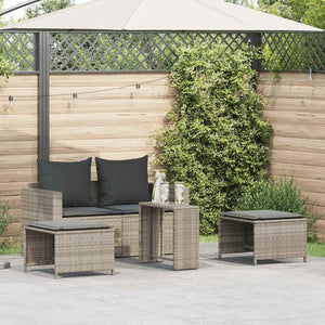 vidaXL 5-piece Garden Sofa Set Cushions Stackable Light Grey Poly Rattan