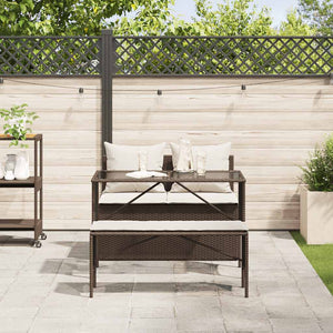 vidaXL 3-Piece Garden Dining Set with Cushions Brown Poly Rattan