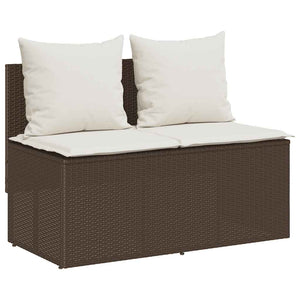 vidaXL 3-Piece Garden Dining Set with Cushions Brown Poly Rattan