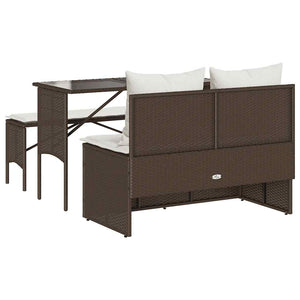 vidaXL 3-Piece Garden Dining Set with Cushions Brown Poly Rattan