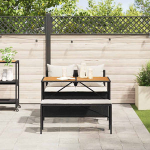 vidaXL 3-Piece Garden Dining Set with Cushions Black Poly Rattan