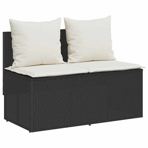 vidaXL 3-Piece Garden Dining Set with Cushions Black Poly Rattan