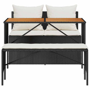 vidaXL 3-Piece Garden Dining Set with Cushions Black Poly Rattan